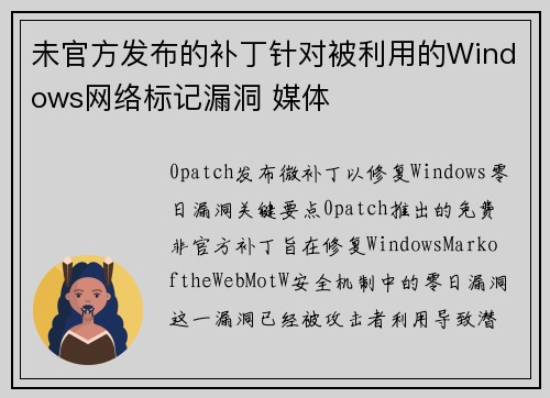 未官方发布的补丁针对被利用的Windows网络标记漏洞 媒体
